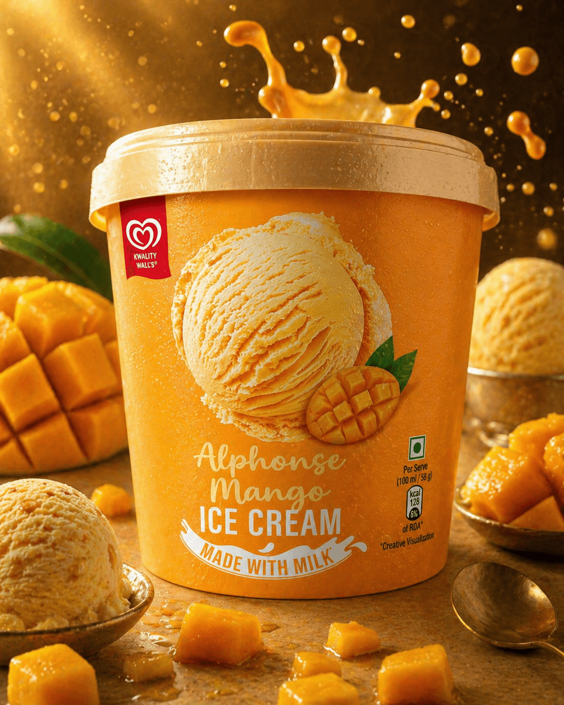 Alphonso Mango Ice Cream Tub